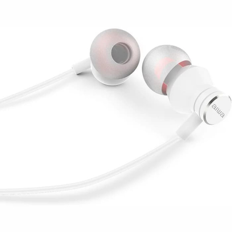 AIWA ESTM-50WT stereo slúchadlá do uší s mikrofónom, biele