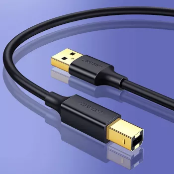Ugreen US135 kábel USB 2.0 A-B pre tlačiareň, pozlátený, 1 m, čierny