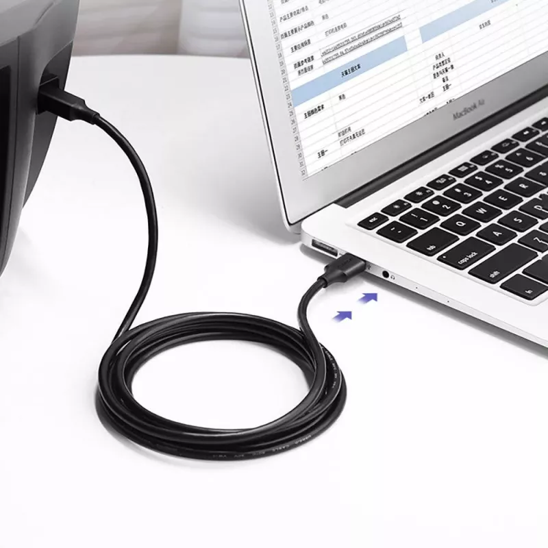 Ugreen US135 kábel USB 2.0 A-B pre tlačiareň, pozlátený, 1 m, čierny