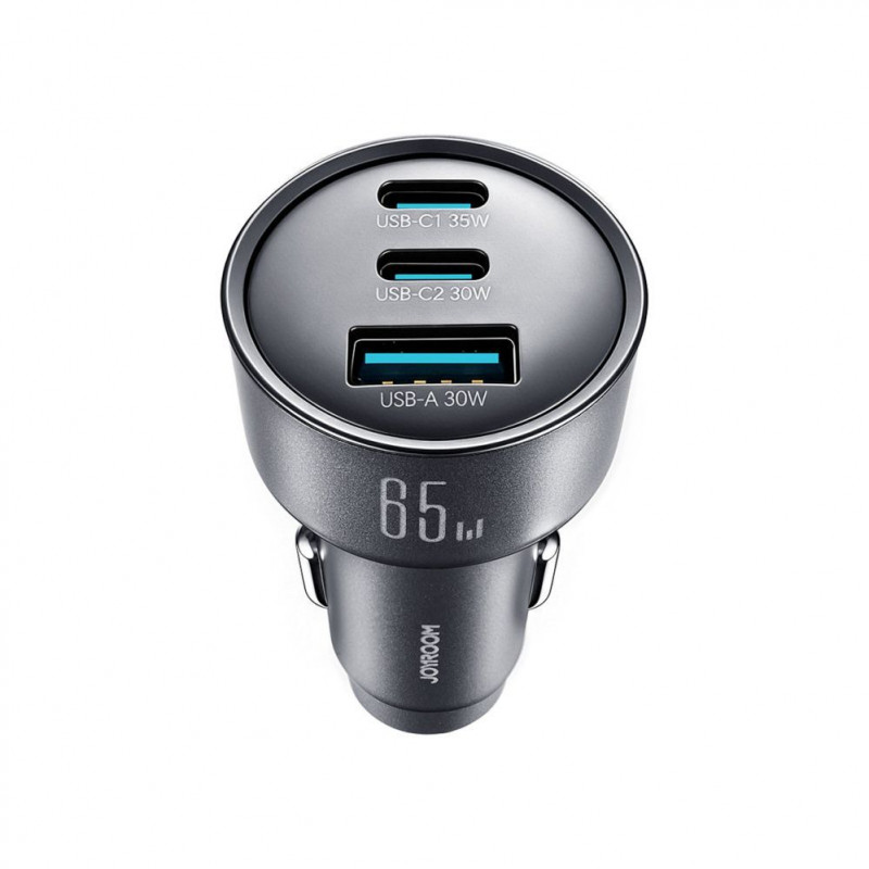 Joyroom JR-CCN19 autonabíjačka, 65 W, 2x USB-C + USB-A, tmavosivá