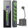 Qoltec 52762 rozvodka s podsvieteným vypínačom, 4 uzemnené zásuvky, 1 x USB-C 15 W, 1 x USB 12 W, 1,8 m