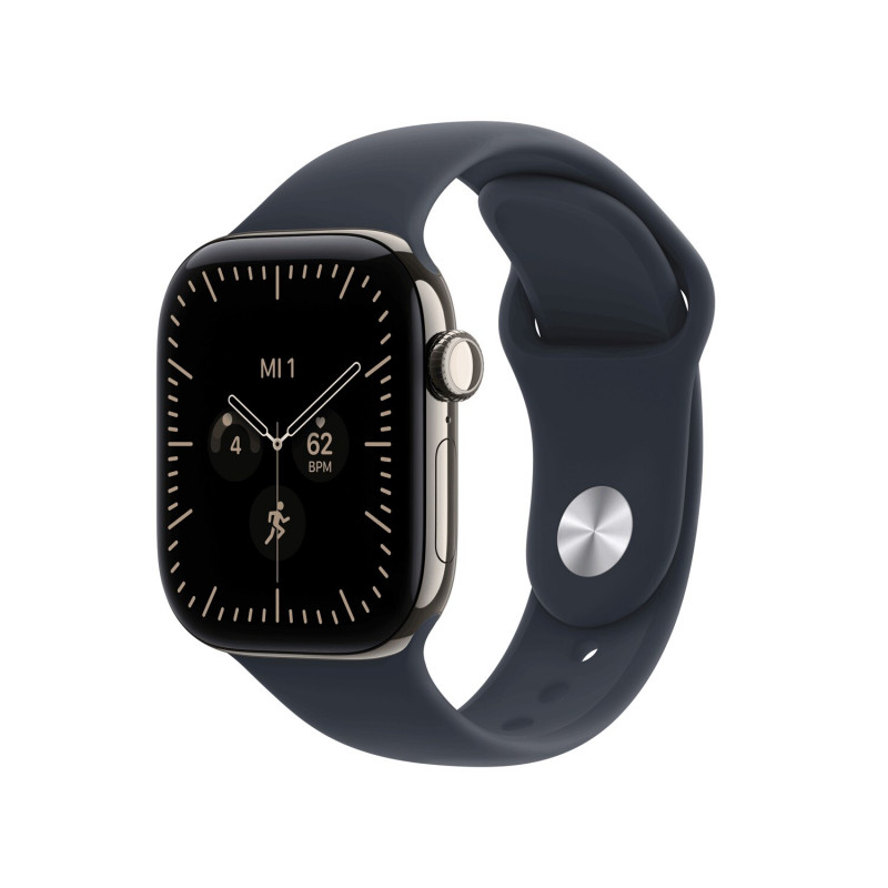 Apple Watch Series 12 GPS + Cellular 42 mm, titánové puzdro v prírodnej farbe, športový remienok v námorníckej modrej farbe, M/L