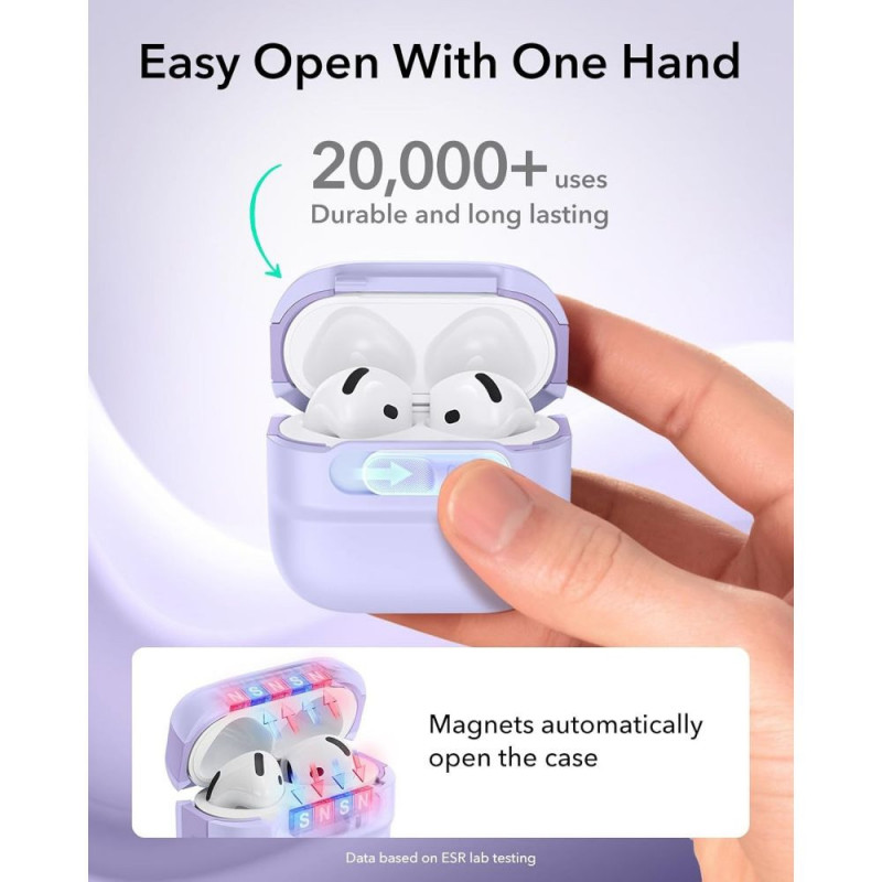 ESR Pulse HaloLock MagSafe puzdro pre Apple AirPods 4 / 5, levanduľové