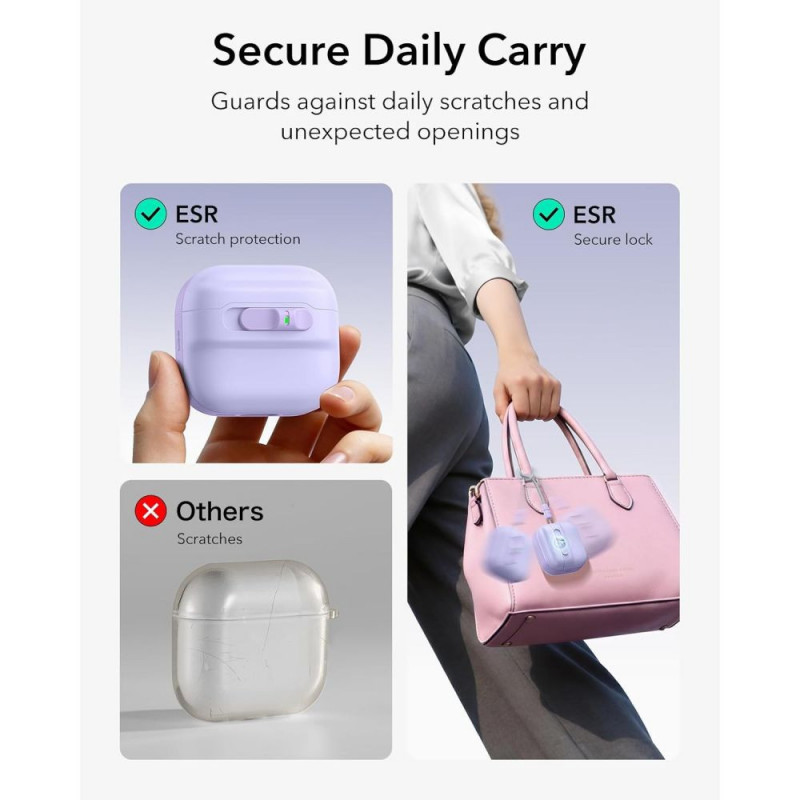 ESR Pulse HaloLock MagSafe puzdro pre Apple AirPods 4 / 5, levanduľové