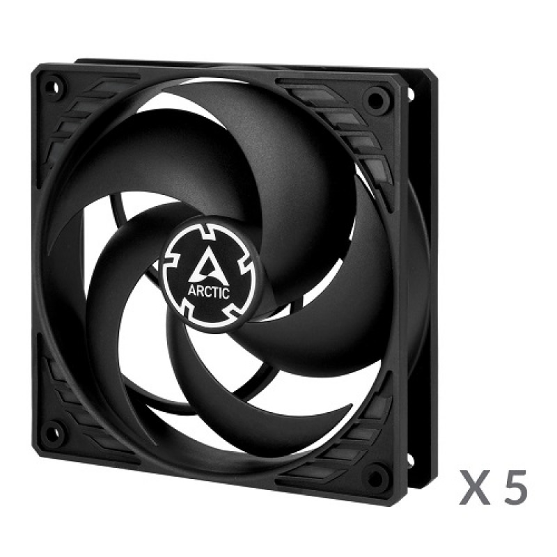 Arctic P12 ACFAN00135A ventilátory do skrinky, 120 mm, 3-pinové, čierne (5 ks)
