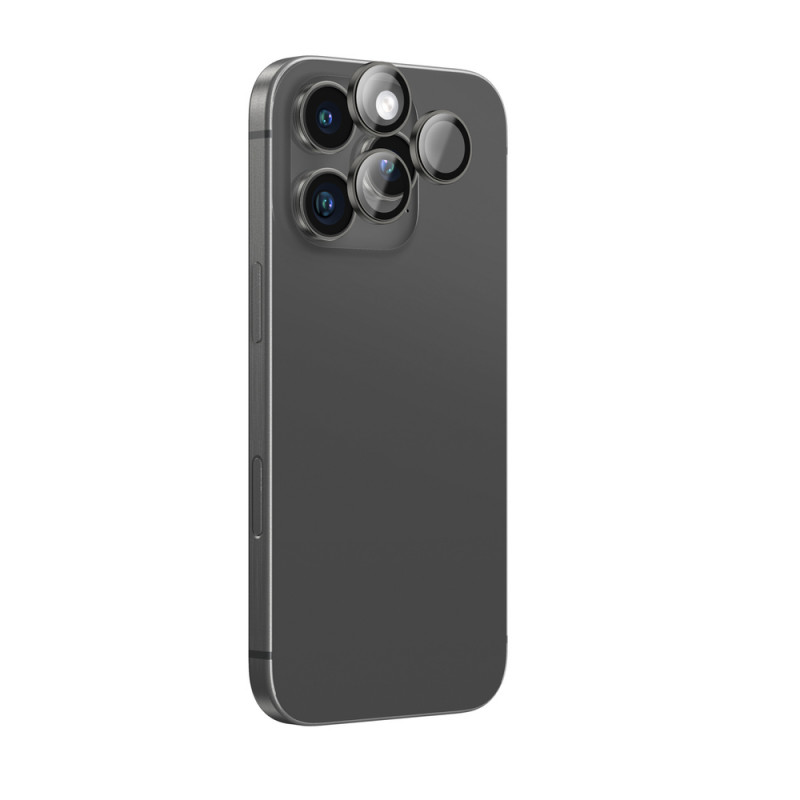 AmazingThing AR Aluminum 3 Lens Glass ochranné sklo na šošovky fotoaparátu s rámom pre iPhone 16 Pro / 16 Pro Max, čierne