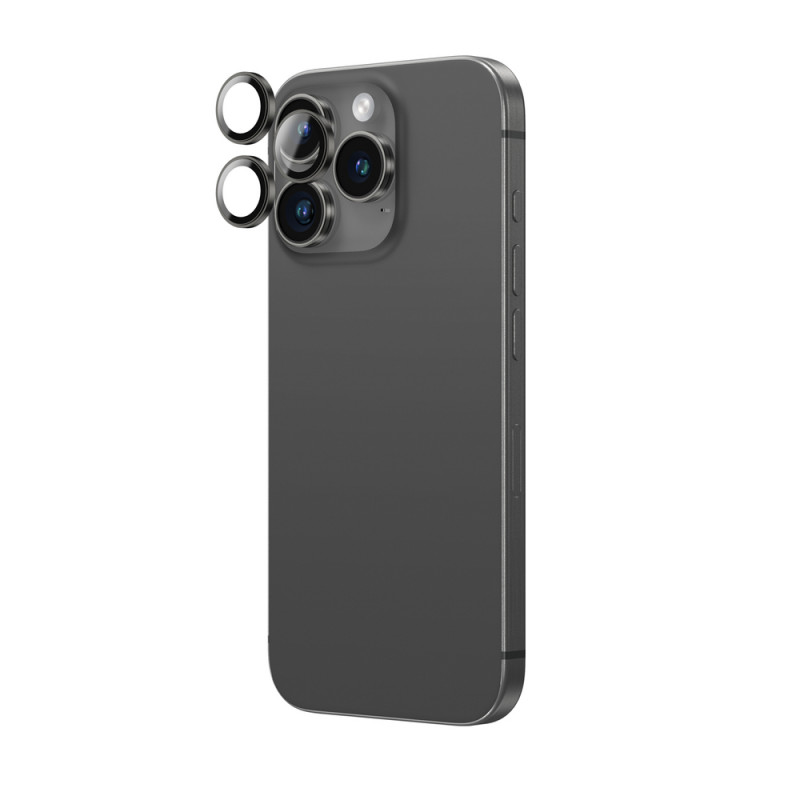 AmazingThing AR Aluminum 3 Lens Glass ochranné sklo na šošovky fotoaparátu s rámom pre iPhone 16 Pro / 16 Pro Max, čierne