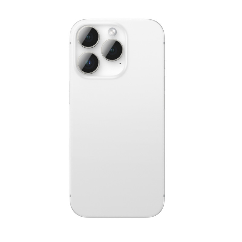 AmazingThing AR Aluminum 3 Lens Glass ochranné sklo na šošovky fotoaparátu s rámom pre iPhone 16 Pro / 16 Pro Max, strieborné