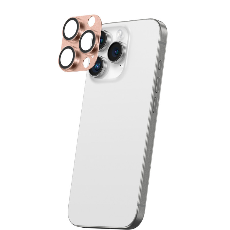 AmazingThing Aviation-Grade Alloy ochranné tvrdené sklo na objektívy fotoaparátu pre iPhone 16 Pro / 16 Pro Max, ružové zlato