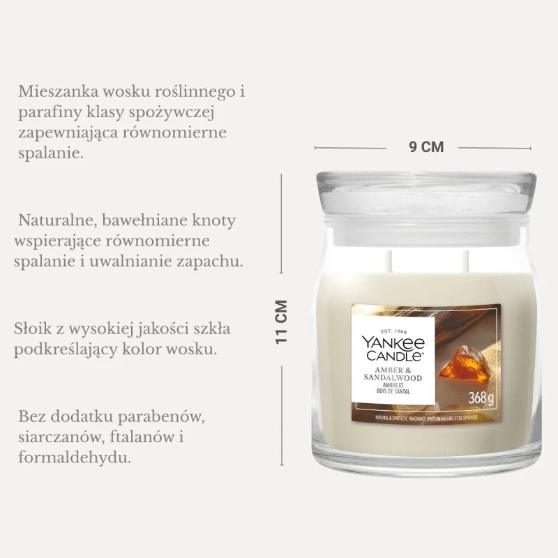 Yankee Candle YC Signature Amber & Sandalwood stredná sviečka