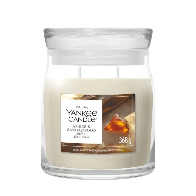 Yankee Candle YC Signature Amber & Sandalwood stredná sviečka