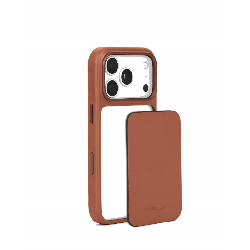 Mujjo Troubadour modulárne kožené puzdro pre Apple iPhone 18 Pro / 17 Pro, MagSafe, svetlohnedé