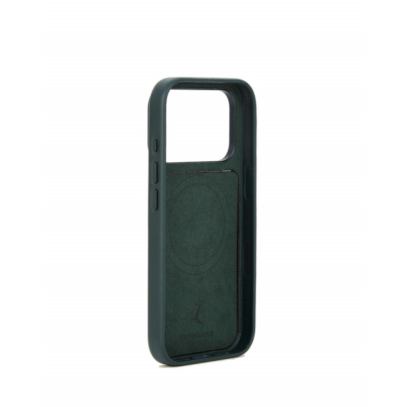 Mujjo Troubadour modulárne kožené puzdro pre Apple iPhone 18 Pro / 17 Pro, MagSafe, obsidiánovo zelené