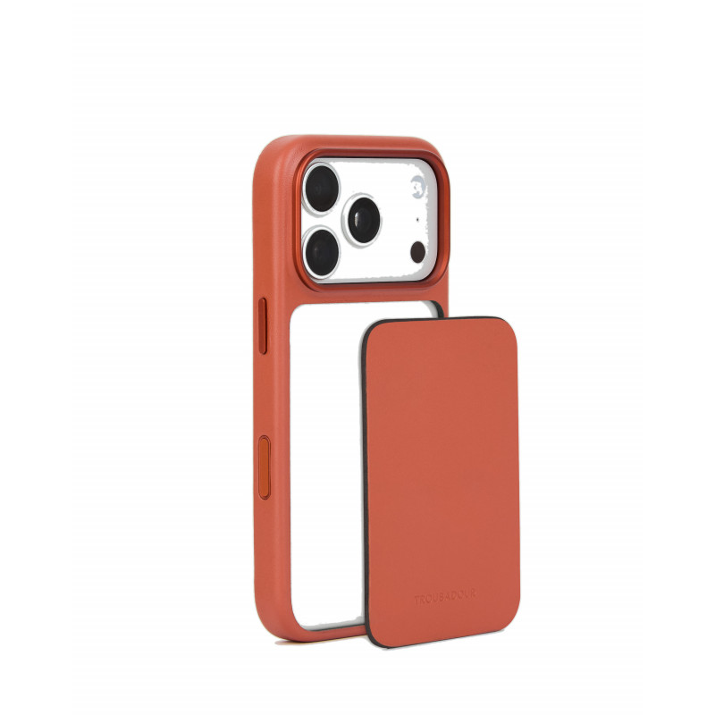 Mujjo Troubadour modulárne kožené puzdro pre Apple iPhone 18 Pro / 17 Pro, MagSafe, terakotové