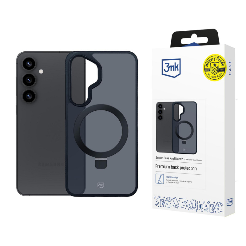 3MK Smoke Case Mag&Stand puzdro na smartfón Samsung Galaxy S25+, čierne