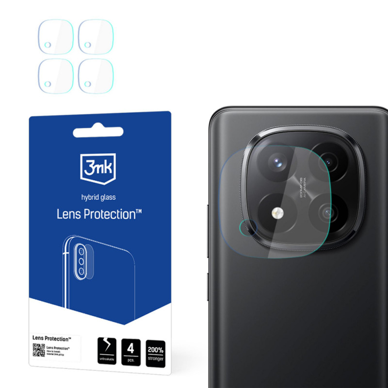 3MK Lens Protection hybridné ochranné sklo na objektív fotoaparátu pre Xiaomi Redmi Note 14 Pro+ (4 ks)