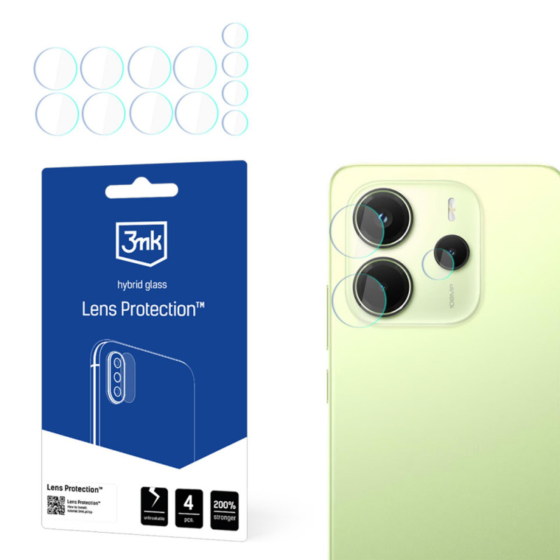 3MK Lens Protection hybridné sklo na fotoaparát pre Xiaomi Redmi Note 14 4G (4 ks)