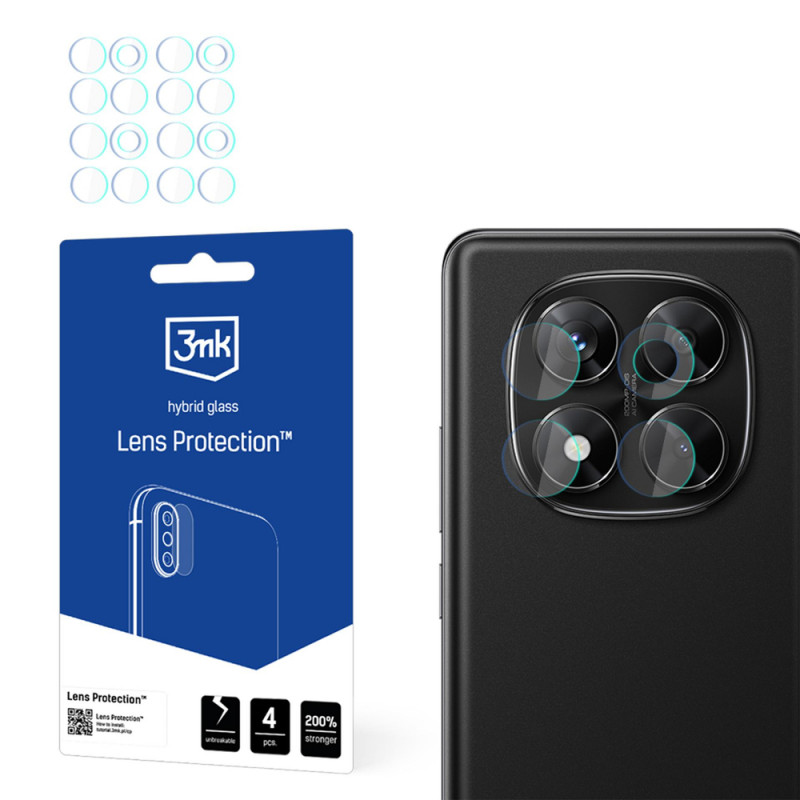 3MK Lens Protection hybridné sklo na objektív fotoaparátu pre Xiaomi Redmi Note 14 Pro 4G (4 ks)