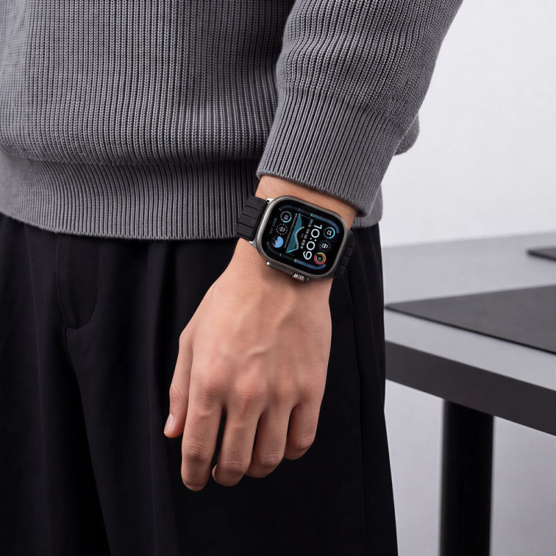 Tech-Protect Nylon Sport remienok na Apple Watch 44/45/46/49 mm, čierny