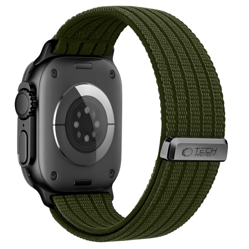 Tech-Protect Nylon Sport remienok na Apple Watch 44/45/46/49 mm, tmavozelený