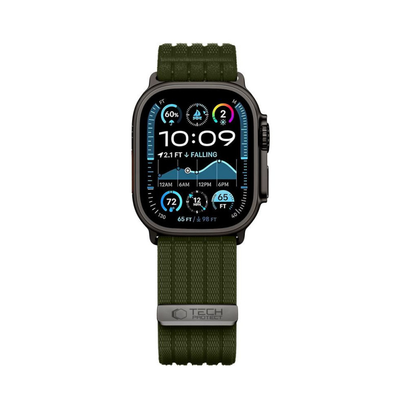 Tech-Protect Nylon Sport remienok na Apple Watch 44/45/46/49 mm, tmavozelený