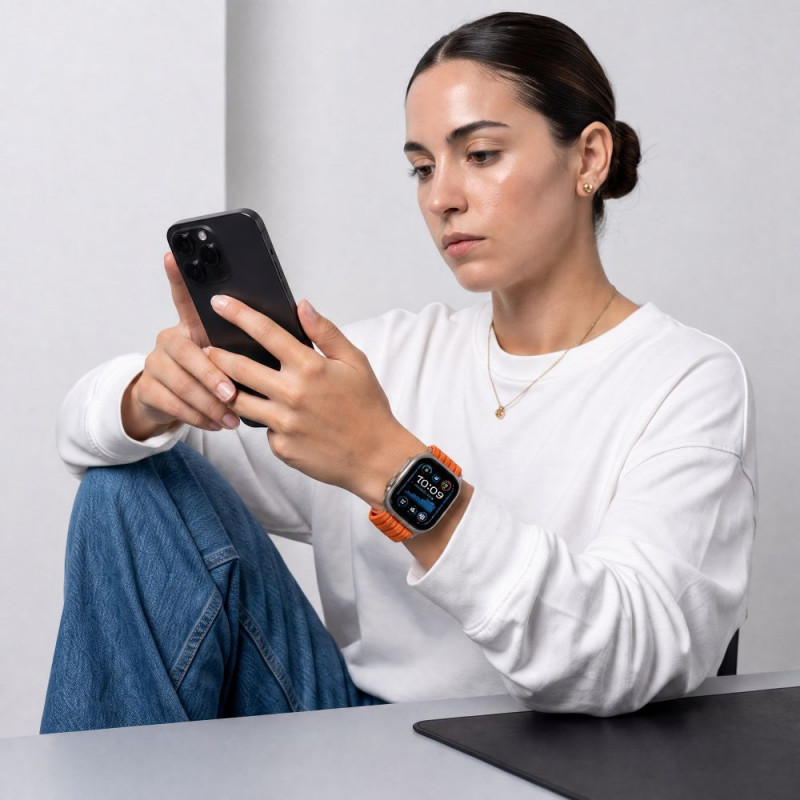 Tech-Protect Nylon Sport remienok na Apple Watch 44/45/46/49 mm, oranžový