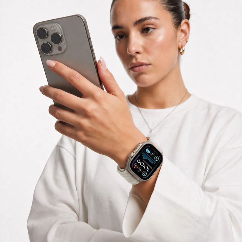 Tech-Protect Nylon Sport remienok pre Apple Watch 8 / 9 / 10 / 11 / SE / Ultra 44 / 45 / 46 / 49 mm, Starlight