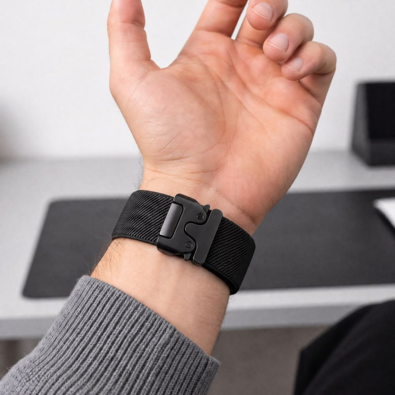 Tech-Protect Nylon Clasp remienok na hodinky pre Samsung Galaxy Watch Ultra 1 / 2 2024-2026 47 mm, čierny