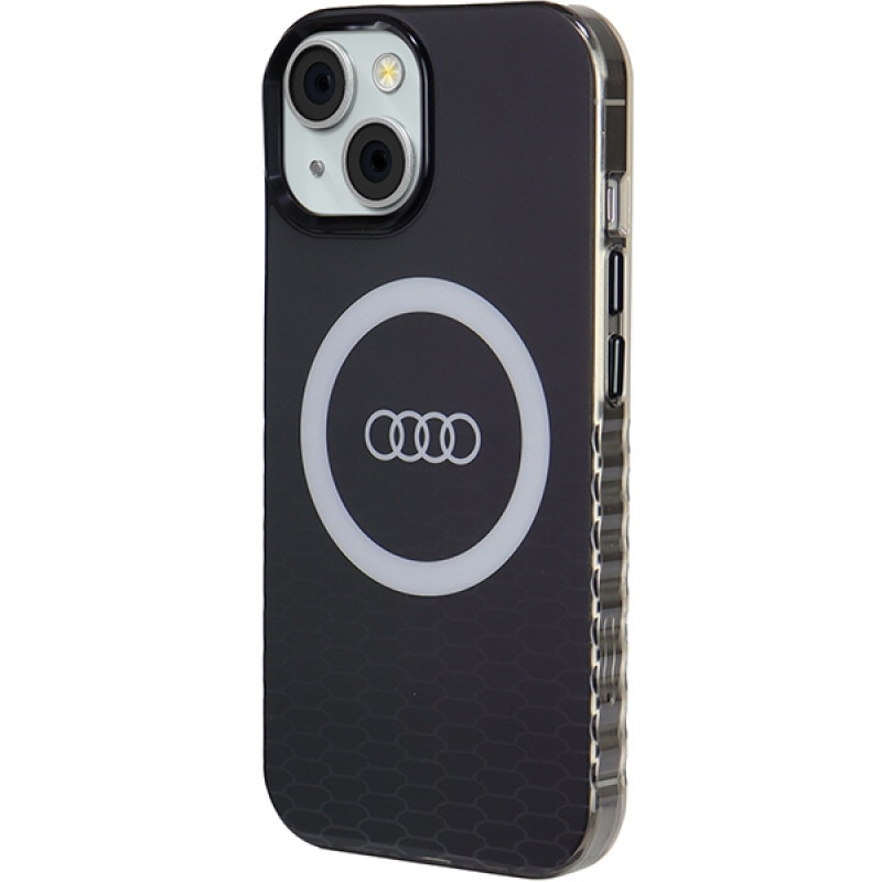 Puzdro Audi IML Big Logo MagSafe pre iPhone 15 / 14 / 13, čierne (AUDI000075)