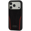 Puzdro Audi R8 Genuine Leather MagSafe z pravej kože pre iPhone 18 Pro / 17 Pro, čierno-červené (AUDI000239)