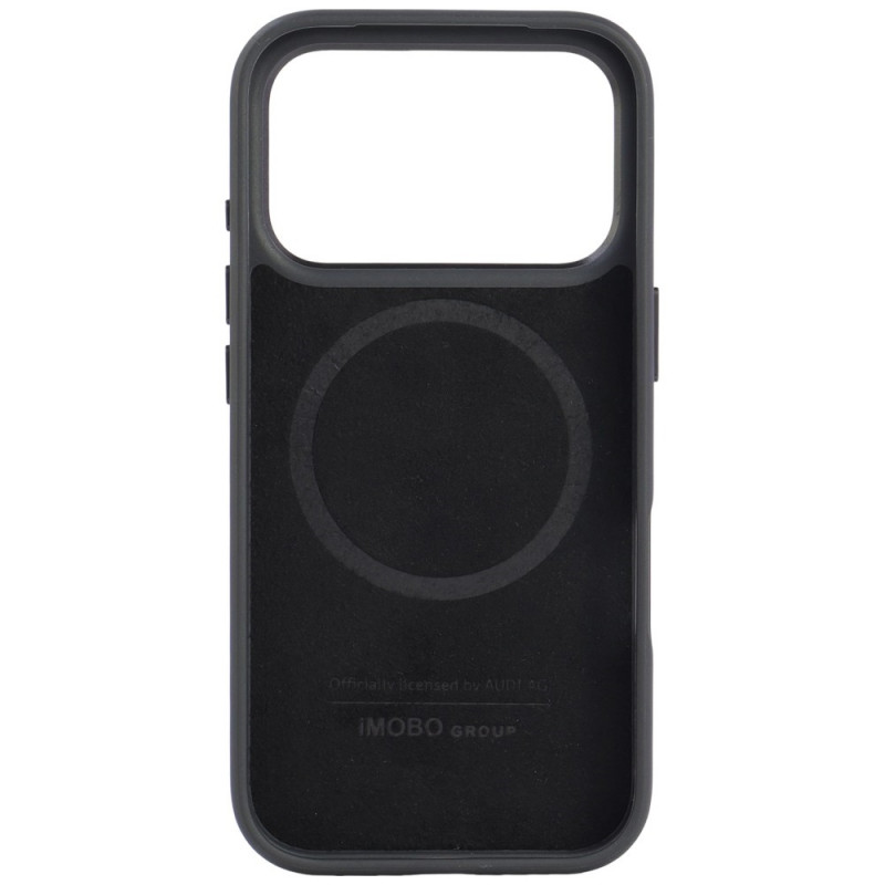 Puzdro Audi R8 Genuine Leather MagSafe z pravej kože pre iPhone 18 Pro / 17 Pro, čierno-červené (AUDI000239)