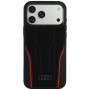 Puzdro Audi R8 Genuine Leather MagSafe z pravej kože pre iPhone 18 Pro Max / 17 Pro Max, čierno-červené (AUDI000240)