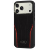 Puzdro Audi R8 Genuine Leather MagSafe z pravej kože pre iPhone 18 Pro Max / 17 Pro Max, čierno-červené (AUDI000240)