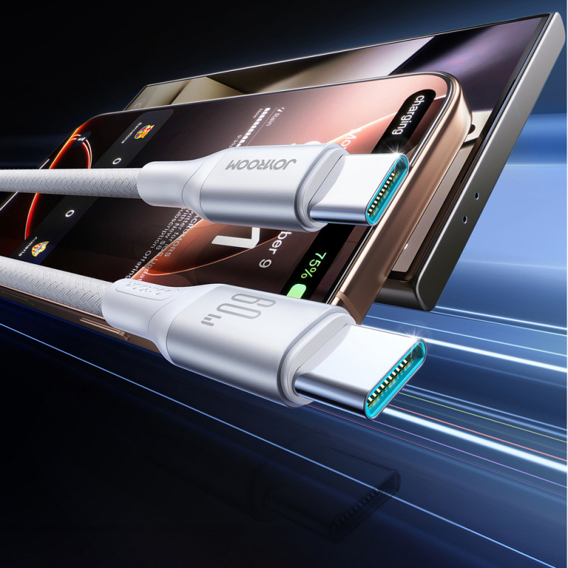 Joyroom Flash Series S-A28 kábel USB-C - USB-C, 60 W, 480 Mb/s, 1 m, biely