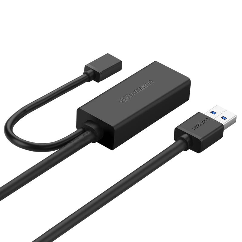 Predlžovací kábel UGREEN US175 USB 3.0 s napájacím portom micro USB, 5 m, čierny