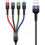 USAMS U26 SJ413USB01 (US-SJ413) pletený nylonový kábel 4 v 1, 3 m, 2 A (2x Lightning/microUSB/USB-C)