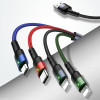 USAMS U26 SJ413USB01 (US-SJ413) pletený nylonový kábel 4 v 1, 3 m, 2 A (2x Lightning/microUSB/USB-C)