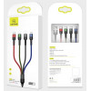 USAMS U26 SJ413USB01 (US-SJ413) pletený nylonový kábel 4 v 1, 3 m, 2 A (2x Lightning/microUSB/USB-C)