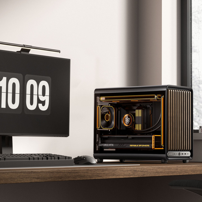 Jonsbo D33 Wood počítačová skriňa, Micro-ATX, mATX, tvrdené sklo, čierna, drevo