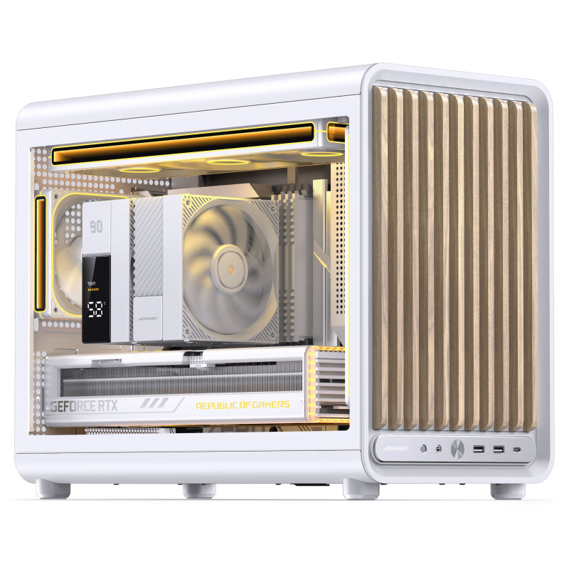 Jonsbo D33 Wood počítačová skriňa, mini skriňa, mATX, tvrdené sklo, biela, drevo (D33 WD/WHITE)
