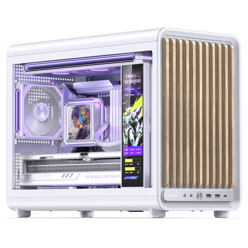 Jonsbo D33 Wood počítačová skriňa, mini skriňa, mATX, tvrdené sklo, biela, drevo (D33 WD/WHITE)