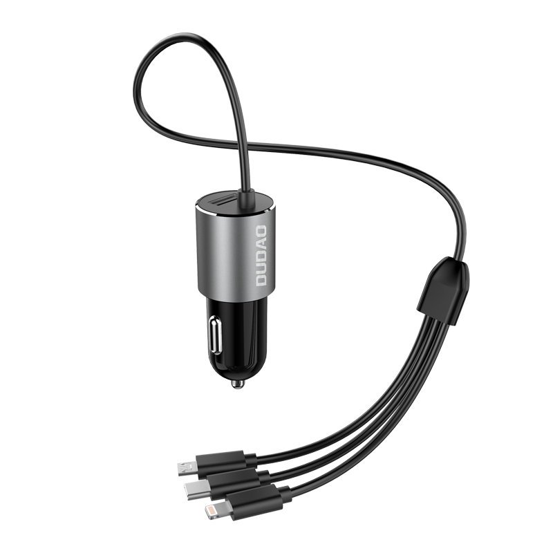 Dudao R5ProN autonabíjačka s vstavaným káblom 3 v 1 (Lightning / USB-C / micro USB), 3,4 A, 1 m, čierna