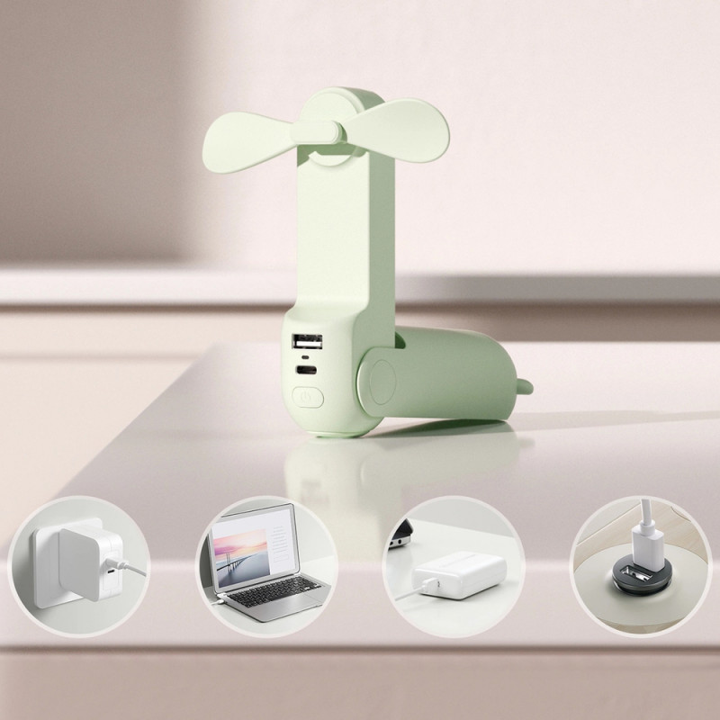 Jisulife Life8 Plus (Handheld Fan) prenosný ventilátor s funkciou powerbanky a baterkou, 4500 mAh, USB-C, zelený