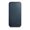 iCarer CE Oil Wax Premium Leather Folio Case magnetické knižkové puzdro pre iPhone 14 Plus, MagSafe, modré (AKI14220707-BU)