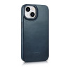 iCarer CE Oil Wax Premium Leather Folio Case magnetické knižkové puzdro pre iPhone 14 Plus, MagSafe, modré (AKI14220707-BU)