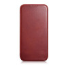 iCarer CE Oil Wax Premium Leather Folio Case magnetické knižkové puzdro pre iPhone 14 Plus, MagSafe, červené (AKI14220707-RD)