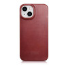 iCarer CE Oil Wax Premium Leather Folio Case magnetické knižkové puzdro pre iPhone 14 Plus, MagSafe, červené (AKI14220707-RD)
