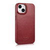 iCarer CE Oil Wax Premium Leather Folio Case magnetické knižkové puzdro pre iPhone 14 Plus, MagSafe, červené (AKI14220707-RD)
