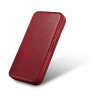 iCarer CE Oil Wax Premium Leather Folio Case magnetické knižkové puzdro pre iPhone 14 Plus, MagSafe, červené (AKI14220707-RD)