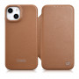 iCarer CE Premium Leather Folio Case magnetické knižkové puzdro pre iPhone 14 Plus, MagSafe, hnedé (WMI14220715-BN)
